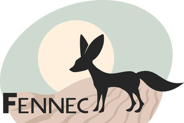 Poster - Creative design of fennec flat illustration