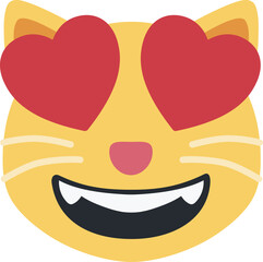 Wall Mural - Smiling Cat with Heart-Eyes vector emoji icon. A cartoon cat variant of Smiling Face With Heart-Eyes. Depicted as yellow on major platforms.