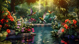 Fototapeta Fototapety do łazienki - Kolibry w raju w ukrytej zatoce