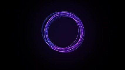 Sticker - Futuristic 3D animation of glowing rotating square from particles, 4K loop animated background