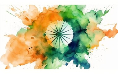india independence day 15th august watercolor background illustration banner generative ai
