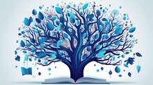 An Open Book From Which The Tree Of Knowledge Grows, The Concept Of The Development Of The Education System, Generative AI.