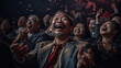 Szczęśliwi azjaci w podeszłym wieku siedzą w obiekcie kultury, opera, kino, teatr