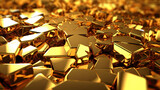 Fototapeta  - Złote tło, sztabki złota w kształcie niesymetrycznych mini sztabek, eleganckie tło, bogactwo