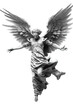 © tilialucida - A black and white photo of a statue of an angel. Generative AI.