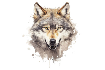 Wall Mural - The wolf's face on a white background isolated 