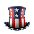 uncle sams top hat with stars and stripes isolated on a transparent background, generative ai