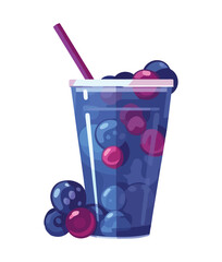 Wall Mural - Fun cocktail icon with blueberry fruits