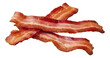 Strips of fried bacon isolated. Generative AI.