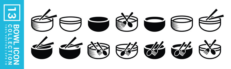 Canvas Print - Bowl icon collection, suitable for food, restaurant, diner, editable and resizable vector EPS 10.