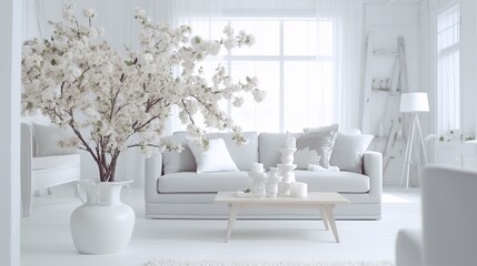 Wall Mural - white living room