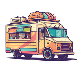 Wall Mural - Eating gourmet dessert, food truck