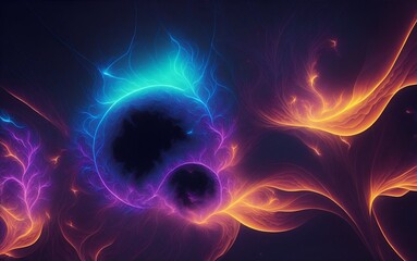 Wall Mural - Abstract neon fractal wallpaper