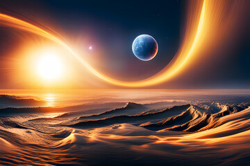 Wall Mural - sunrise over the sea created using ai generative technology