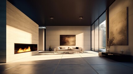 Wall Mural - living room with fireplace