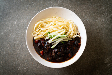 Wall Mural - Jajangmyeon or JJajangmyeon is Korean Noodle with Black Sauce