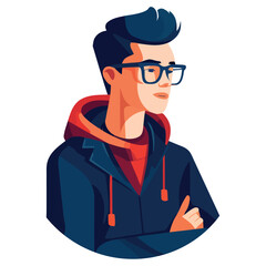 Sticker - Modern man in blue hooded and eyeglasses