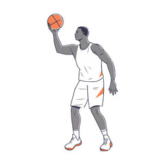 Poster - Muscular basketball player throwing ball to hoop