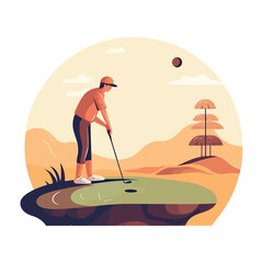 Poster - Golfer walking on grass, ball in hand