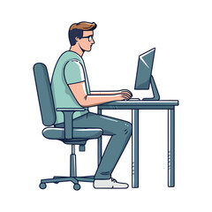 Sticker - One businessman sitting at modern desk typing