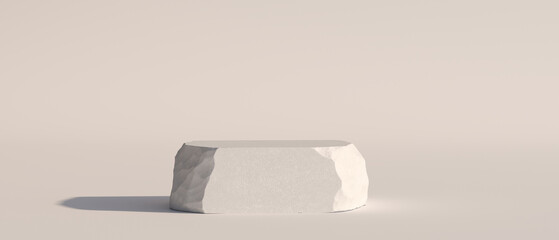 Wall Mural - 3d cosmetic background stone podium and nature light with white background for product presentation.