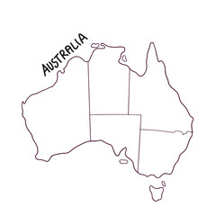 hand drawn doodle map of Australia