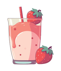 Poster - strawberry cocktail, organic summer refreshment