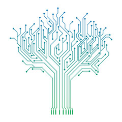 Wall Mural - Circuit Technology Tree Vector Logo Icon.