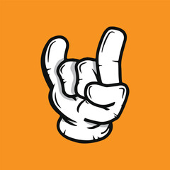 Rock metal glove hand gesture vector art illustration