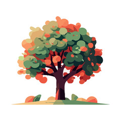 Green leaves grow on tree apples fruits
