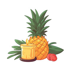 Sticker - Ripe pineapple and candle