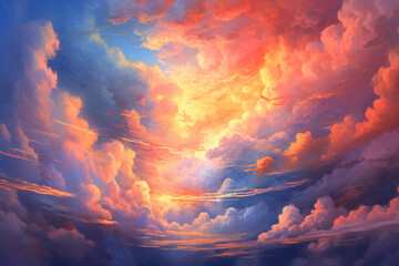 Canvas Print - Oil painting, Clouds background