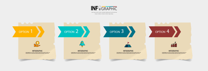 Fototapete - Business Infographic with note paper design vector.