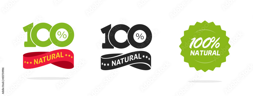Natural 100 percent organic product label icon tag vector graphic ...