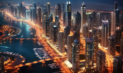 Dubai marina showcasing sky scappers scene