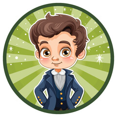 Sticker - Cute boy student in school uniform profile logo