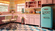 Nostalgic 1950s Kitchen with Pastel Appliances , Real Estate Photography