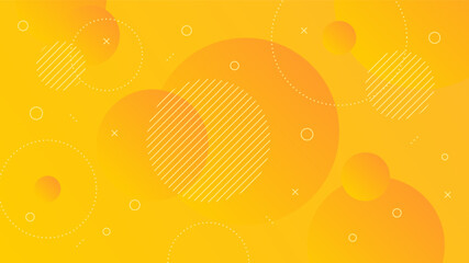 Wall Mural - Modern Abstract Background with Motion Round Retro Memphis and Yellow Orange Gradient Color
