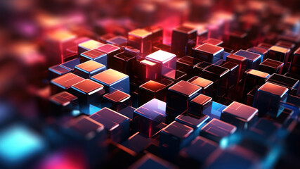 Poster - Colorful blocks abstract background generative ai