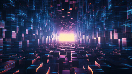 Poster - 3D rendering of abstract geometric composition,digital artwork for creative graphic design generative ai