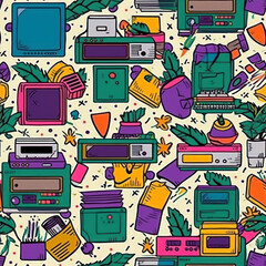 Poster - Seamless pattern with office and school supplies. generative ai