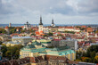 View of old town Tallinn including St Olaf's church tower. Estonia