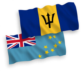 Wall Mural - Flags of Tuvalu and Barbados on a white background