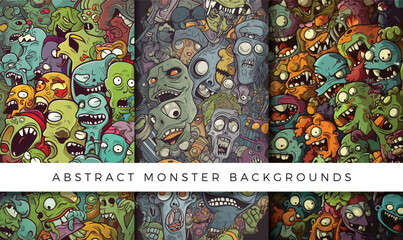 Wall Mural - Illustrations of abstract monster background patterns
