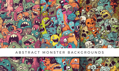 Wall Mural - Illustrations of abstract monster background patterns
