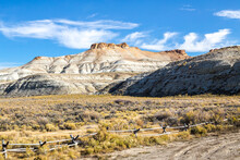 Unpaved Road And Geological Formation In The Green River Valley In Wyoming