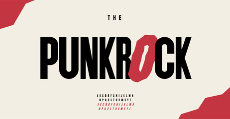 Poster - Contrast alphabet, heavy letters, street font for skateboard logo, headline, modern geometric typography, typographic design. Vector typeset