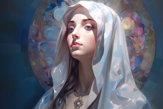 Virgin Mary mother of Jesus, generative AI	
