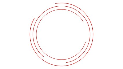 Wall Mural - Animated red circular frame spins. Linear symbol rotates. Copy space for text. Vector illustration isolated on white background.