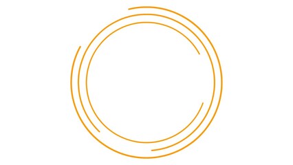 Wall Mural - Animated orange circular frame spins. Linear symbol rotates. Copy space for text. Vector illustration isolated on white background.